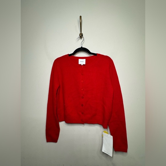 Reformation Clara Cashmere Crew Cardigan in Cherry - Picture 8 of 12